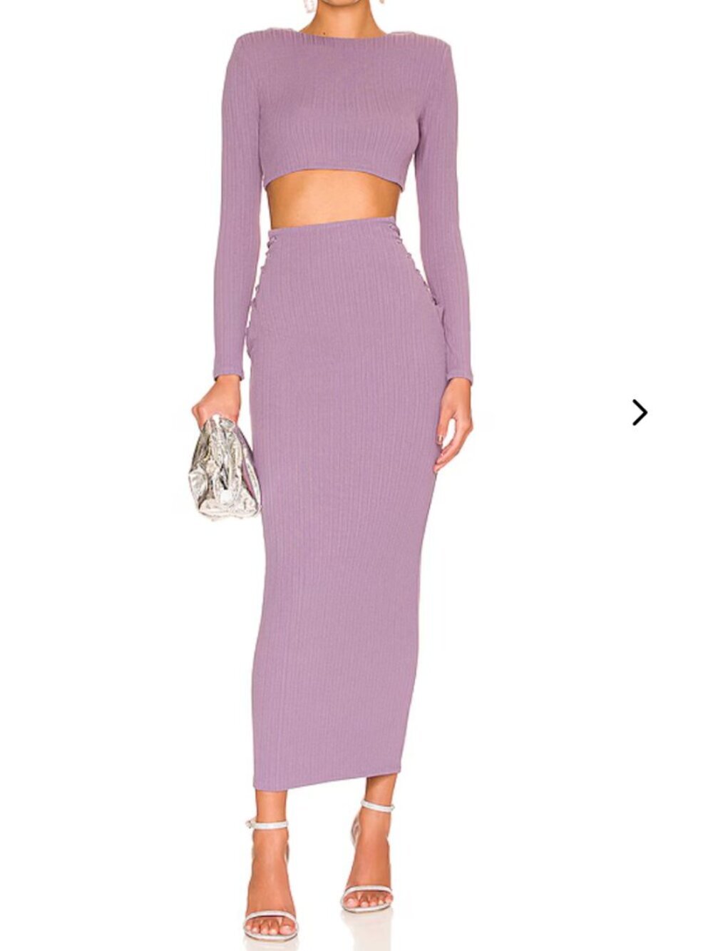 NBD Revolve Rory Top Skirt Set Dress Purple Cropped Small Medium